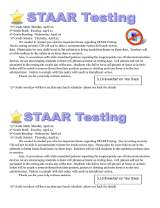 STAAR Testing *5th Grade Math Monday, April 20 6th Grade Math