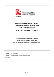 Legionella - Management of Risk - Policy