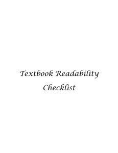 Textbook Readability Checklist
