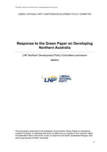 Response to the Green Paper on Developing Northern Australia