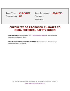 checklist of proposed changes to osha chemical safety rules