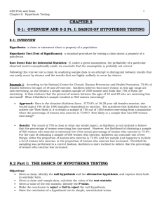BASICS OF HYPOTHESIS TESTING