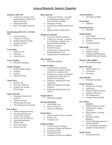 School of Nursing Faculty Areas of Research / Expertise