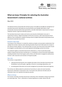 What we keep: Principles for selecting the Australian Government`s