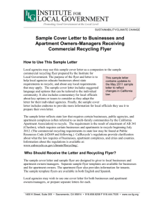 Sample Cover Letter to Businesses and Apartment Owners
