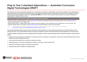 Prep to Year 2 standard elaborations * Australian Curriculum: Digital