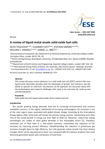 A review of liquid metal anode solid oxide fuel cells