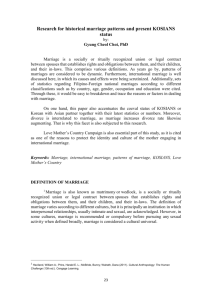 Research for historical marriage patterns and present KOSIANS status