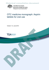 OTC medicine monograph: Aspirin tablets for oral use