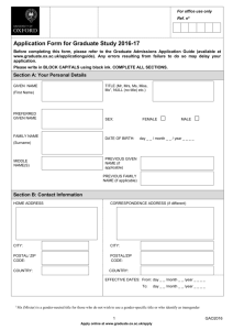 Form GAO/F1 Application Form for Graduate Study [JLB]