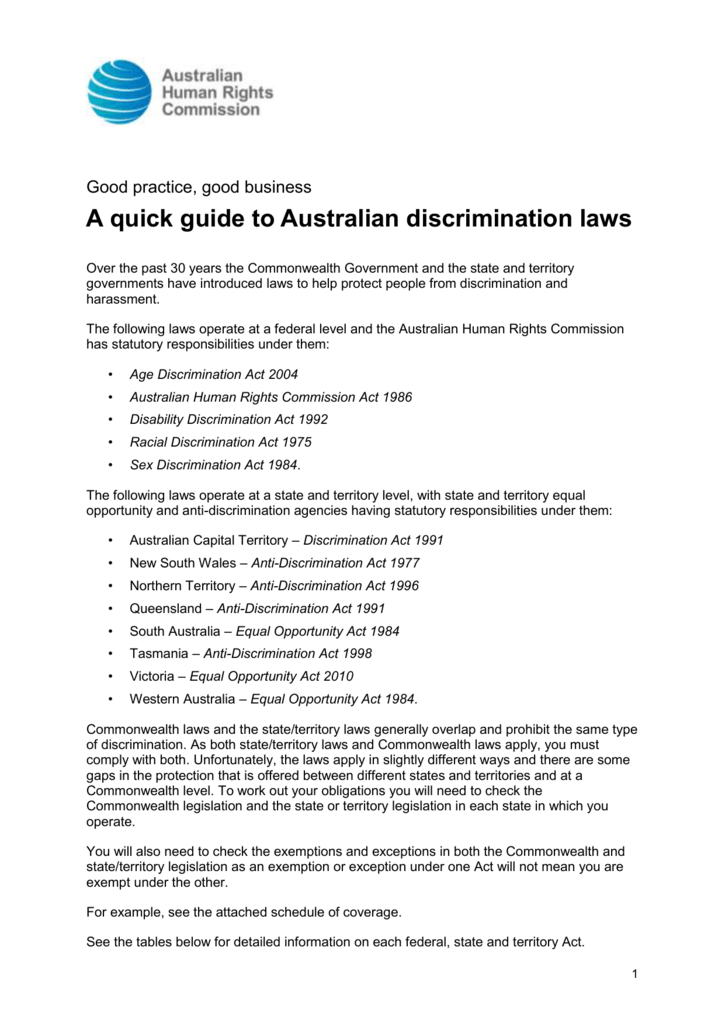 discrimination case study australia