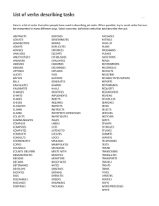 List of verbs describing tasks