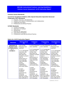 Rubric for LD/EI Instruction Report
