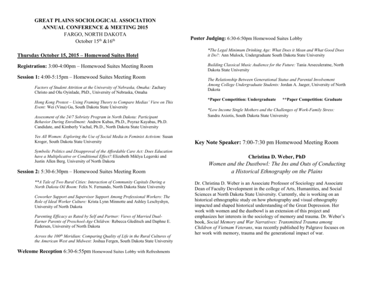 2015 Conference Schedule South Dakota State University