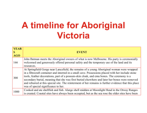 A timeline for Aboriginal Victoria YEARS AGO EVENT