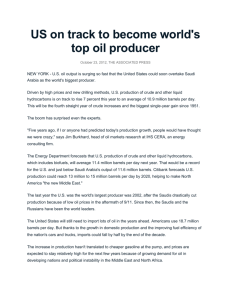 US on track to become world`s top oil producer