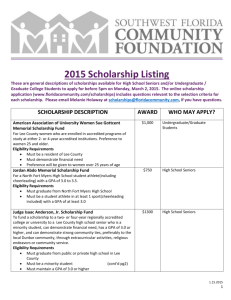 2015 Scholarship listing - Florida Gulf Coast University