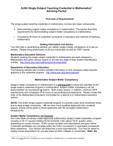 Mathematics Education Advising Packet