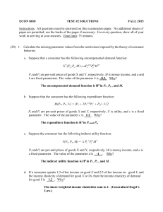 ECON 8010 TEST #2 SOLUTIONS FALL 2015 Instructions: All