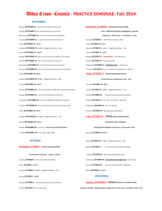 Cross Country 2014 Training Schedule
