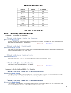 Unit 1 : Building Skills for Health
