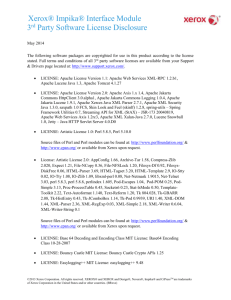 Xerox® Impika® Interface Module 3rd Party Software License