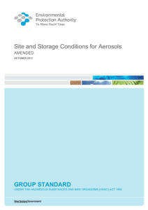 Site and Storage Conditions for Aerosols