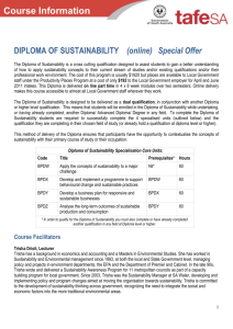 Course Information DIPLOMA OF SUSTAINABILITY (online)