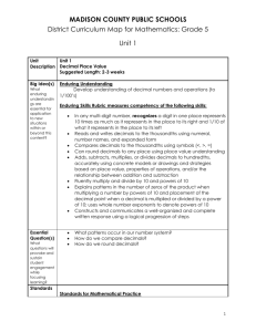 Unit 1 Decimal Place Value