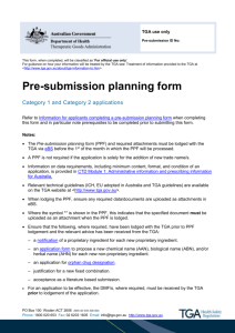 Pre-submission planning form - Therapeutic Goods Administration