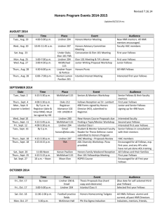 Honors Program Events 2014-2015