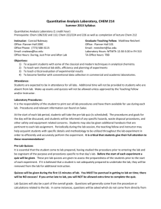 Syllabus for Chemistry 214 Quantitative Analysis Laboratory