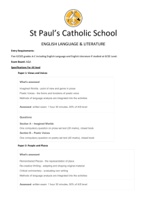 St Paul`s Catholic School ENGLISH LANGUAGE & LITERATURE