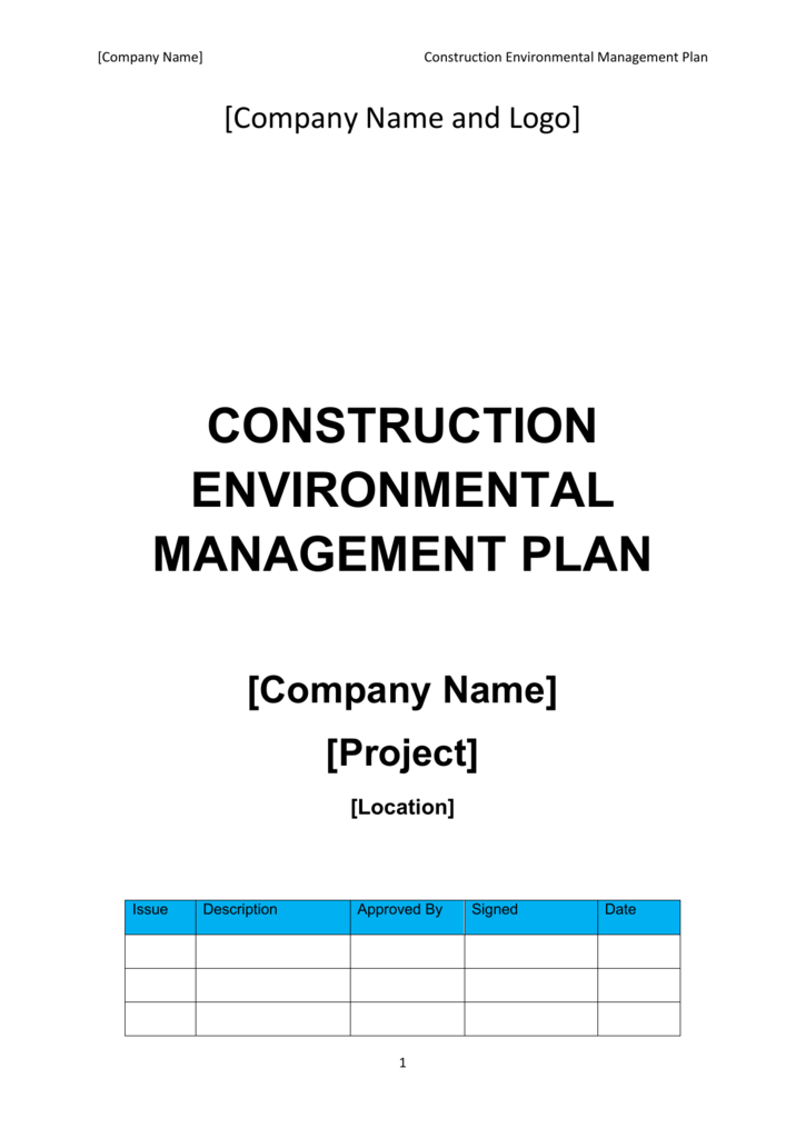 Construction Environmental Management Plan Template Uk