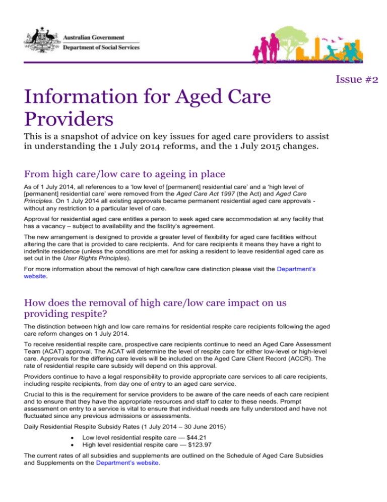 Information For Aged Care Providers