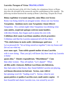 Lucretia: Paragon of Virtue TRANSLATION Livy, in