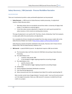 Salary Recoveries & SBA Journal Process Narrative