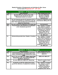 Weekly Schedule of Assignments and Activities for TEACHER NAME