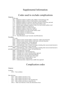 Codes used to exclude complications