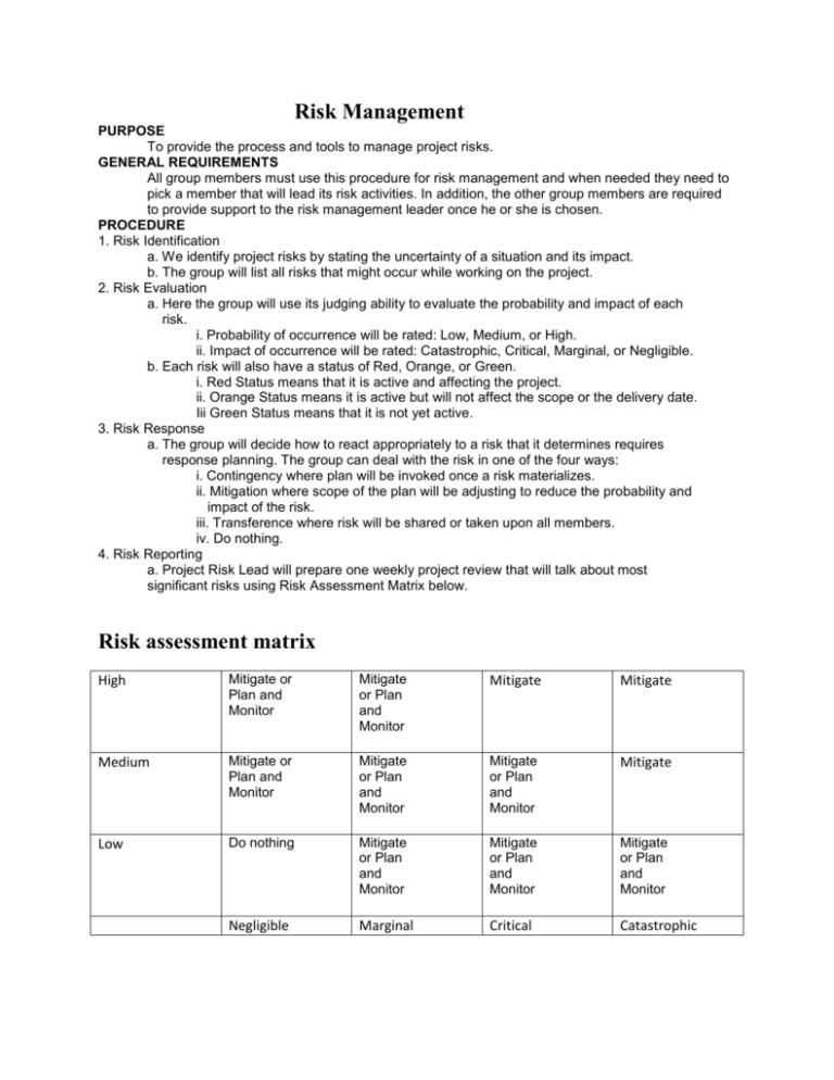 Alternative Terms For Risk Management