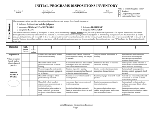 Initial Programs Dispositions Inventory