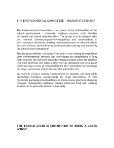The Environmental Committee Mission Statement 2013