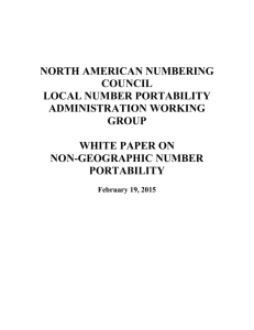 Mar15 LNPA White Paper on Non-Geographic - NANC
