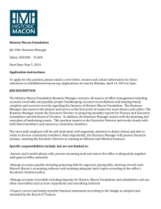 Historic Macon Foundation Job Title: Business Manager Salary