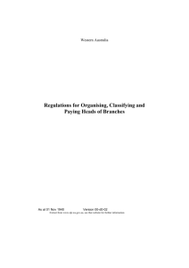 Regulations for Organising Classifying and Paying Heads of Branches