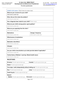 pre-Clinic questionnaire