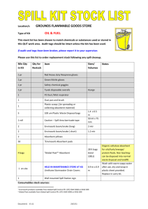 FM Spill Kit Stock list and Instructions for use - Grounds
