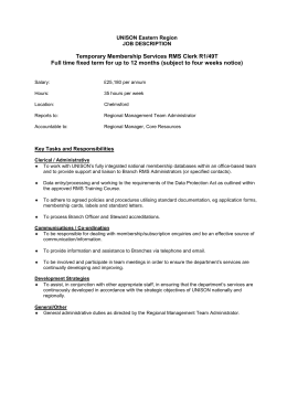 Hr Administrator Job Description And Person Specification Temporary Membership Services Rms Clerk