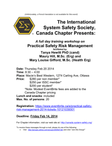 The International System Safety Society, Canada Chapter Presents: