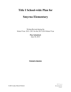 Title I School-wide Plan for Smyrna Elementary